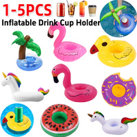 1-5Pcs Inflatable Drink Cup Holder Tropical Flamingo Party Decoration Swimming Pool Toys PVC Floating Beverage Cup Holder Tray