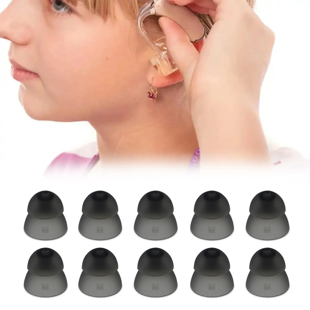10 pezzi cupole per apparecchi acustici chiusi tappi per le orecchie in silicone doppio strato antistatiche auricolari di ricambio accessorio per apparecchi acustici 8/10/12mm