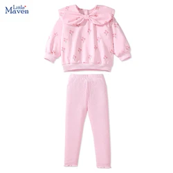 Little maven Autumn Children's Clothing Baby Girl Cotton Flowers Bowknots Sweatershirts Tops+Leggings Princess Sets Kids Clothes