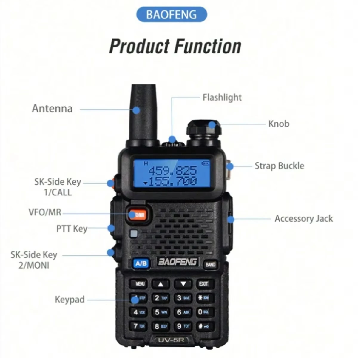1PC/2PCS Baofeng UV 5R USB Long Range Ham Amateur With FM Radio Long Range Portable Two Way Radio Baofeng CB Radio Walkie Talkie