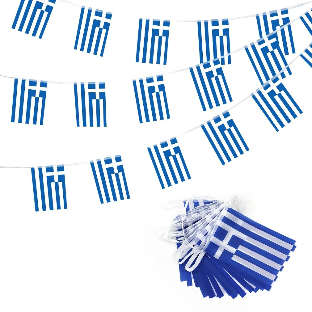 20 piezas, guirnalda con la bandera griega, actividades patrióticas del 25 de marzo, Día Nacional de Grecia, decorada como un cartel para bar deportivo con temática festiva