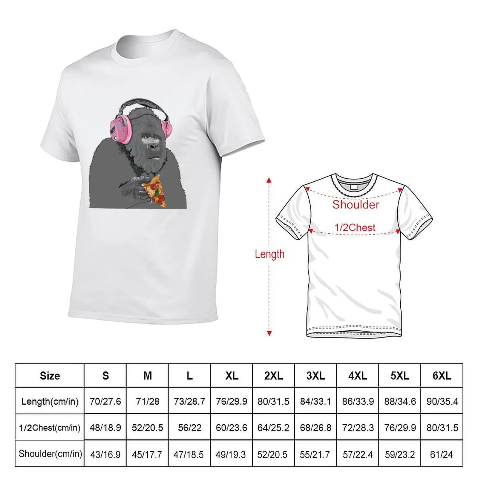 تي شيرت غوريلا تناول البيتزا تي شيرت رجالي عادي تي شيرت للرجال تي شيرت جرافيك تي شيرت #5