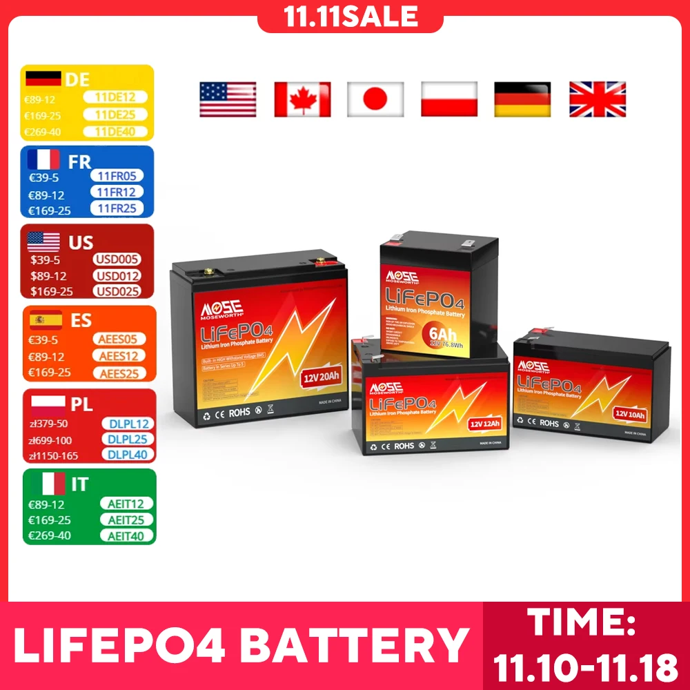 Lithium Battery 12V Solar System Lifepo4 Pack Household Energy System Lithium Battery Long Life 6Ah 10Ah 12Ah 20Ah 25Ah 30Ah