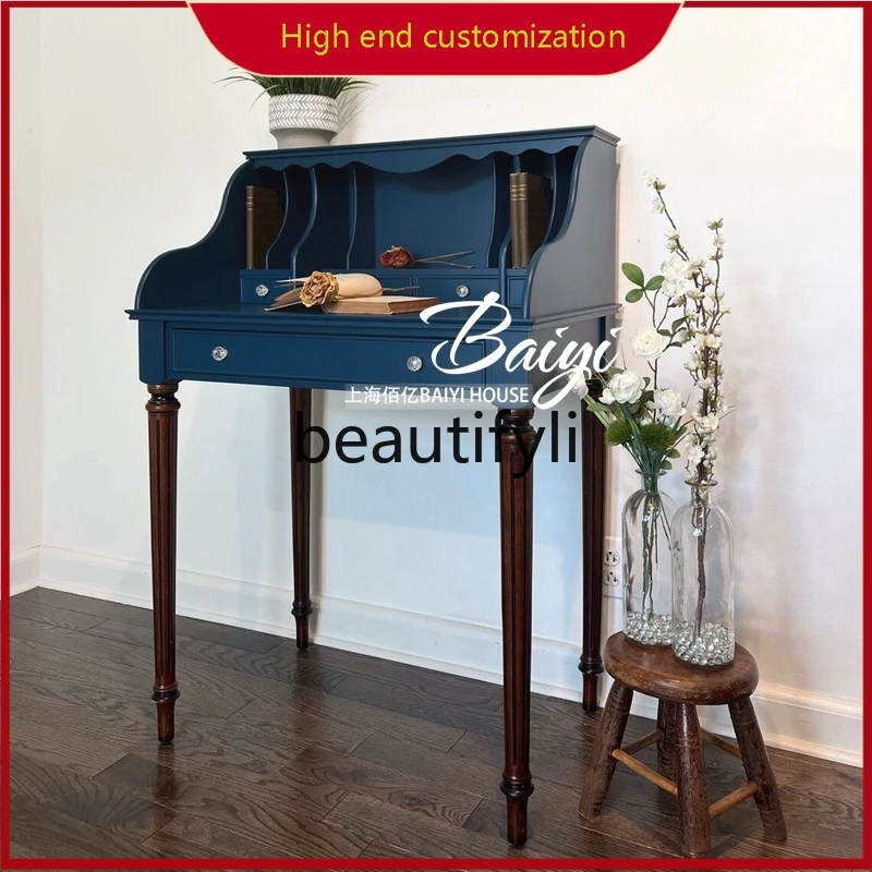 

A32 French Light Luxury Dressing Table Solid Wood Makeup Table Vintage Desk High-end Carved Writing Desk
