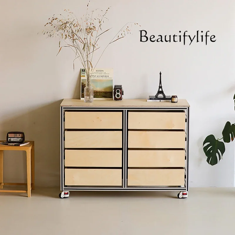 

Nordic Italian minimalist side cabinet living room dining room drawer storage cabinet removable storage chest