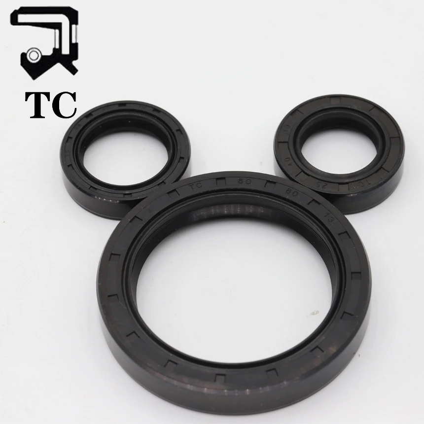 TC TG4 47/48/50/52/53/55/57mm ID Black Nitrile Rubber NBR Grooved Lip Spring Gasket Ring Sealing Radial Shaft Skeleton Oil Seal