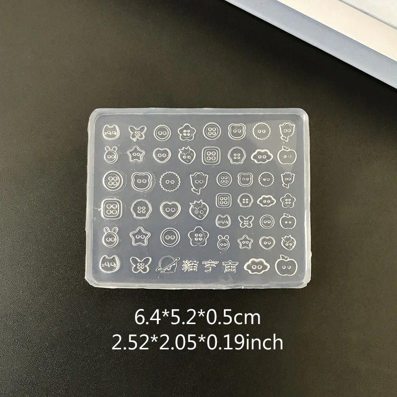 1 Stück Multi-Formen-Knöpfe Silikon-Nagelform Hasen Bär Schmetterling Stern Blume Umriss-Knopf Nagelformen DIY Harz-Charms Zubehör – Detail 8