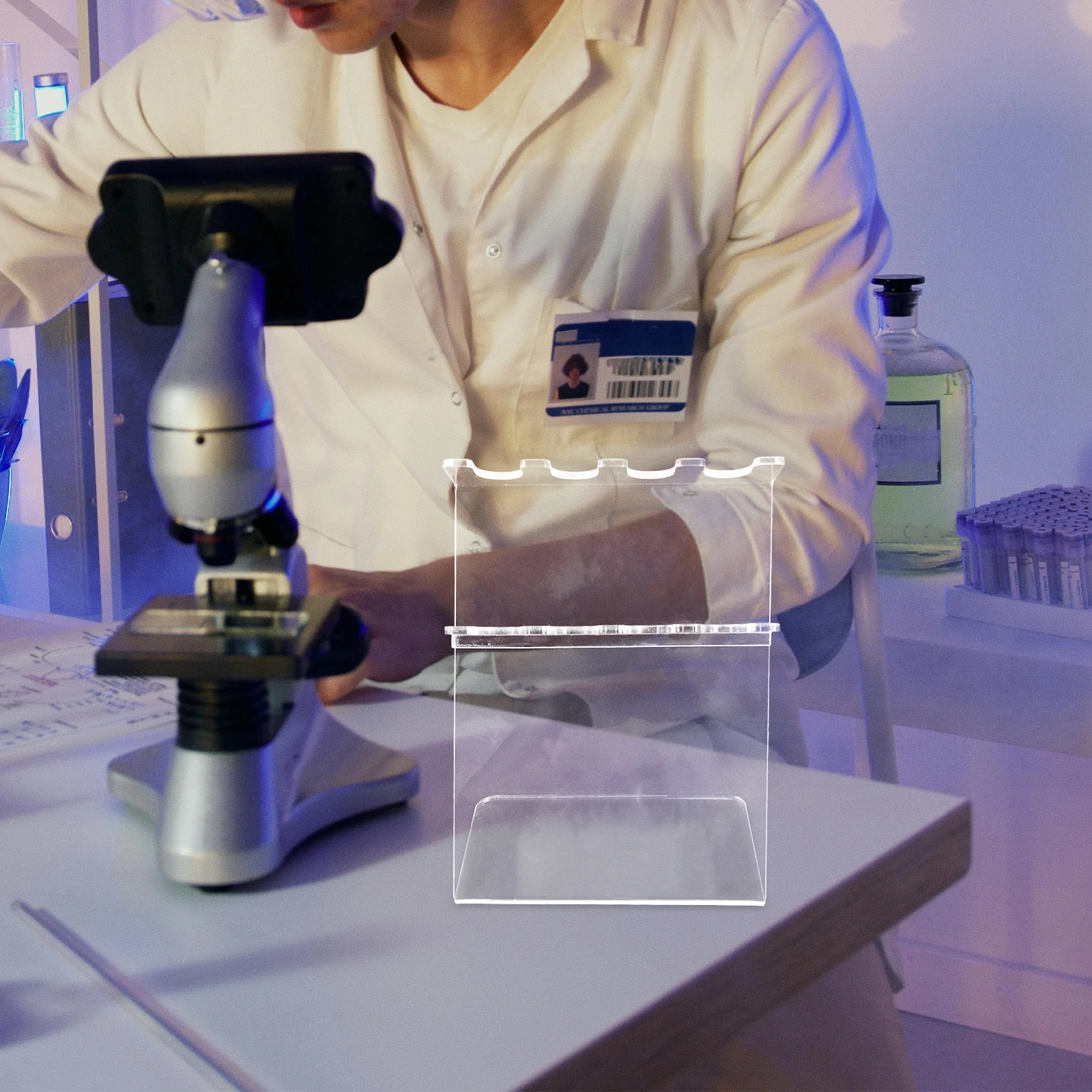 

Pipette Rack Clear Trapezoidal Laboratory Storage Display Stand For Micropipettes Tube Holder Lab Equipment Organizer