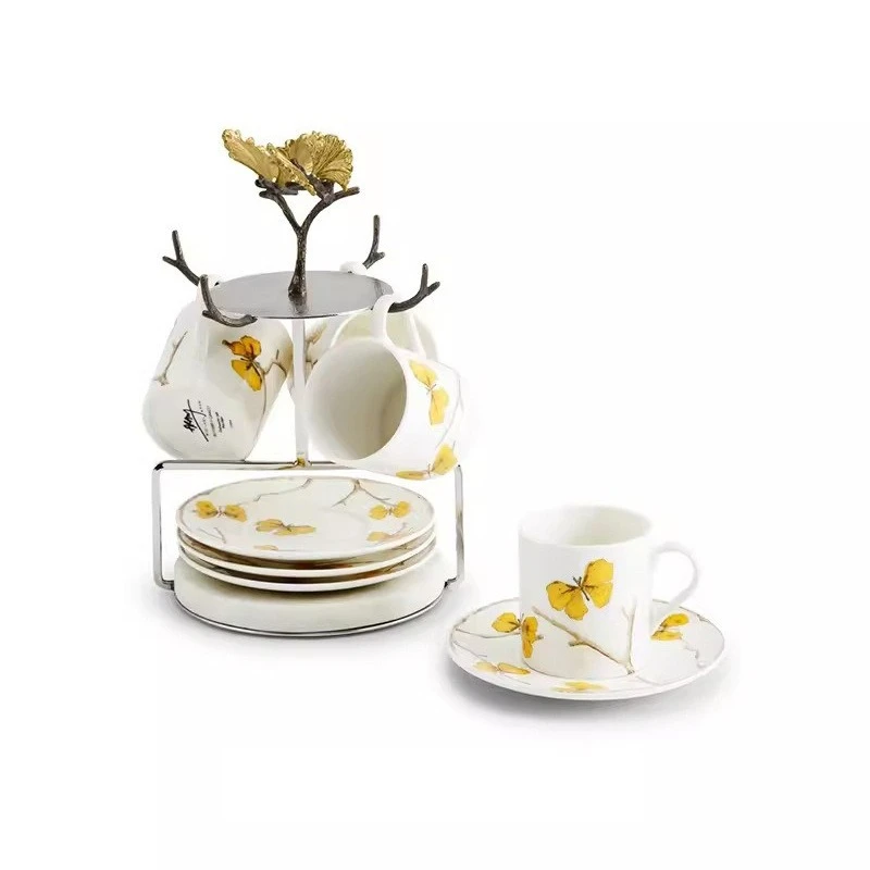 

Orchid ceramic cup and saucer tea set four-piece set including bracket clubhouse restaurant