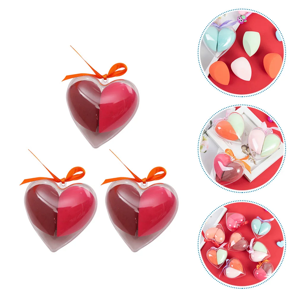 3 Boxes Powder Puff Heart-shaped Makeup Sponge Travel Creamy Eyeshadow Face Hydrophilic Polyurethane Tool