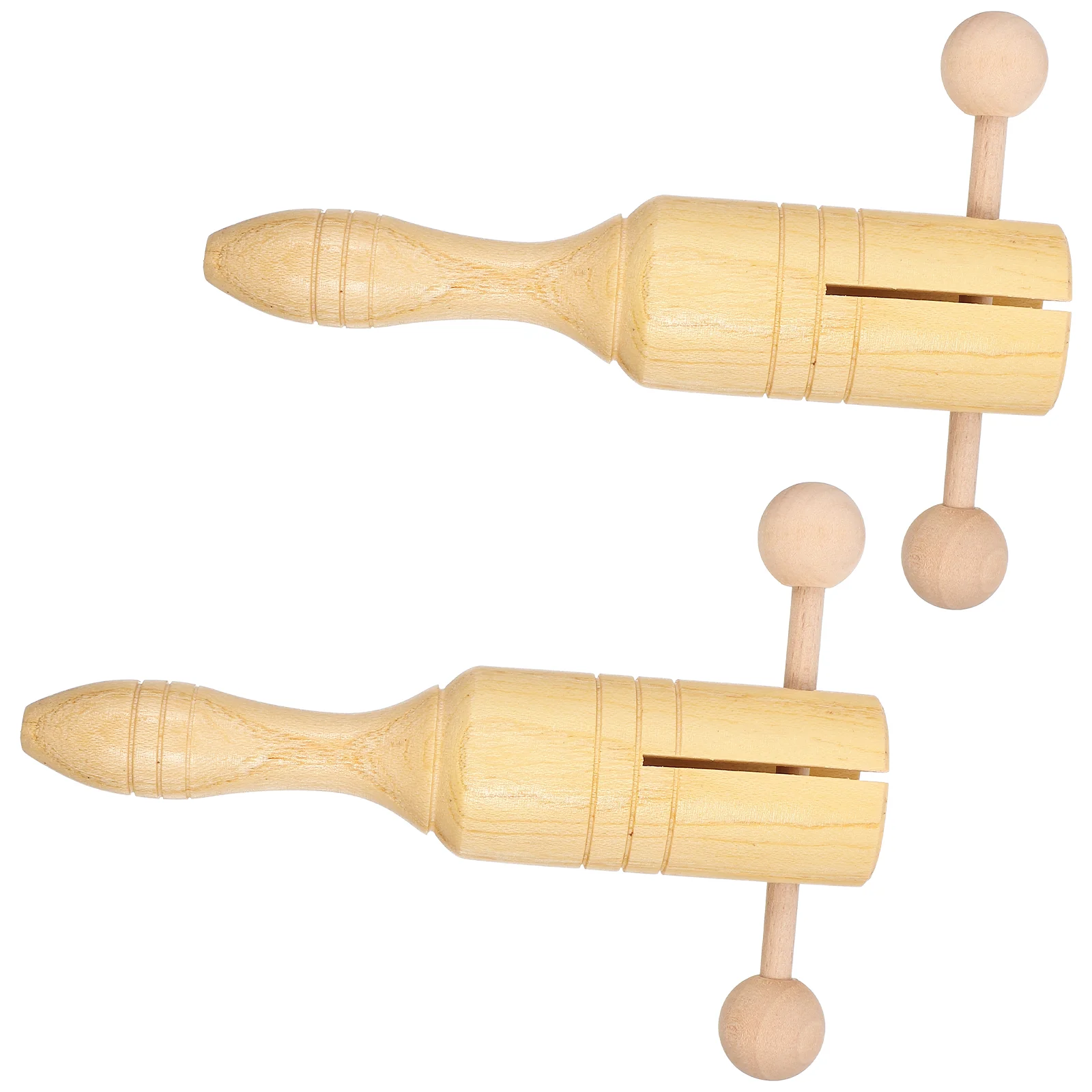 

2 Pcs Orff Chime Toys for Toddlers Hand Bells Adults Shaking Portable Music Instruments Rattle Beech Musical Child Wooden