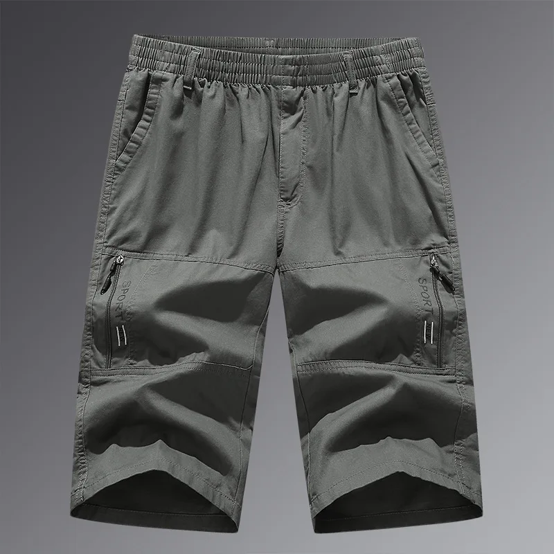 

New Summer Men's Multi-bag Cropped Pants Pure Cotton Thin Work Pants Casual Loose Large Size Straight Pants