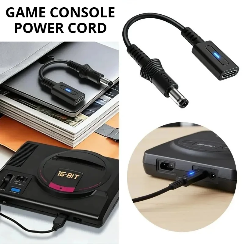Type C 45W PD Charge Cable for PS1 PS2 70000 USB C Gaming Power Supply Cord for Sega Mega Drive 2 Charging Game Controller Wire