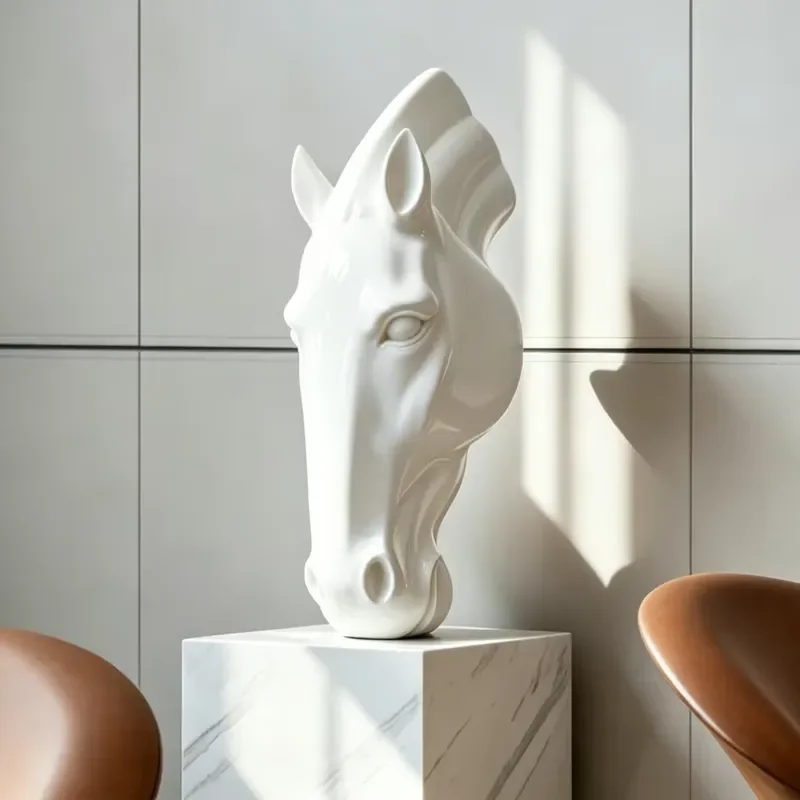 Custom Modern Abstract Fiberglass Horse Head Sculpture FRP Large Animal Statue Resin Art for Hotel Sales Office Home Decor