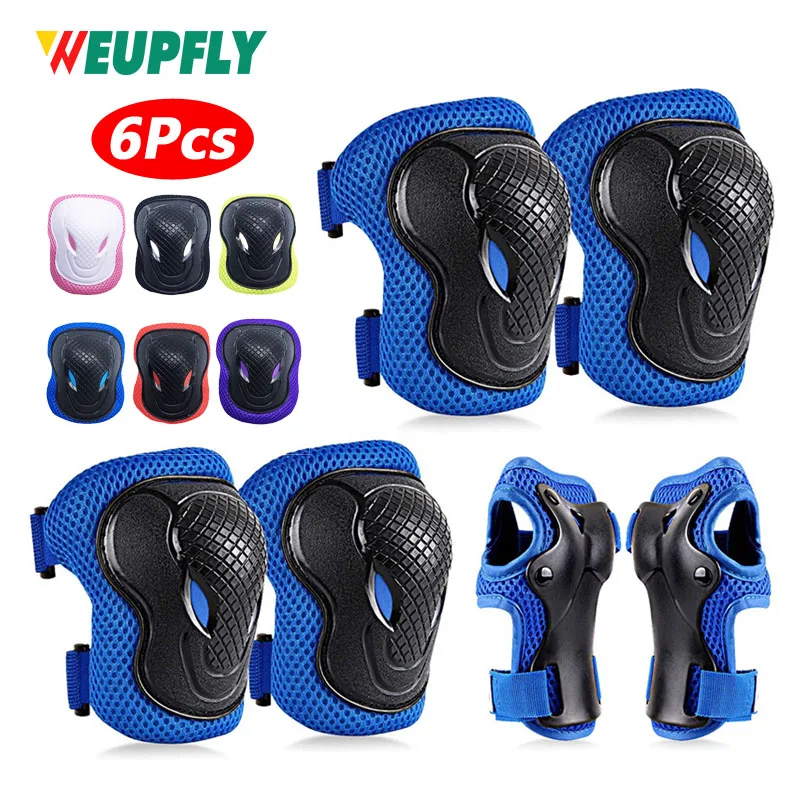 

6Pcs/Set Kids/Youth Knee Pad Elbow Pads Guards Protective Gear Set for Roller Skates Cycling BMX Bike Skateboard Inline Skatings