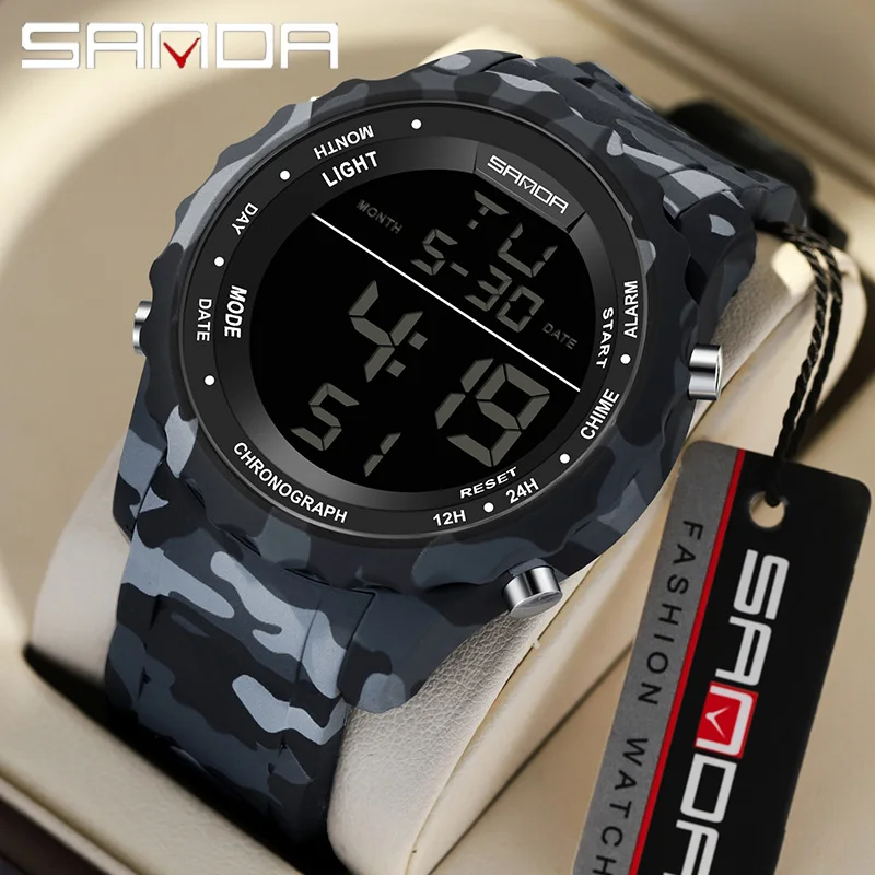 

SANDA Top Brand G Style Camouflage Military LED Digital Watch Men Waterproof Clock Outdoor Sport Watches Male Electronic Watch