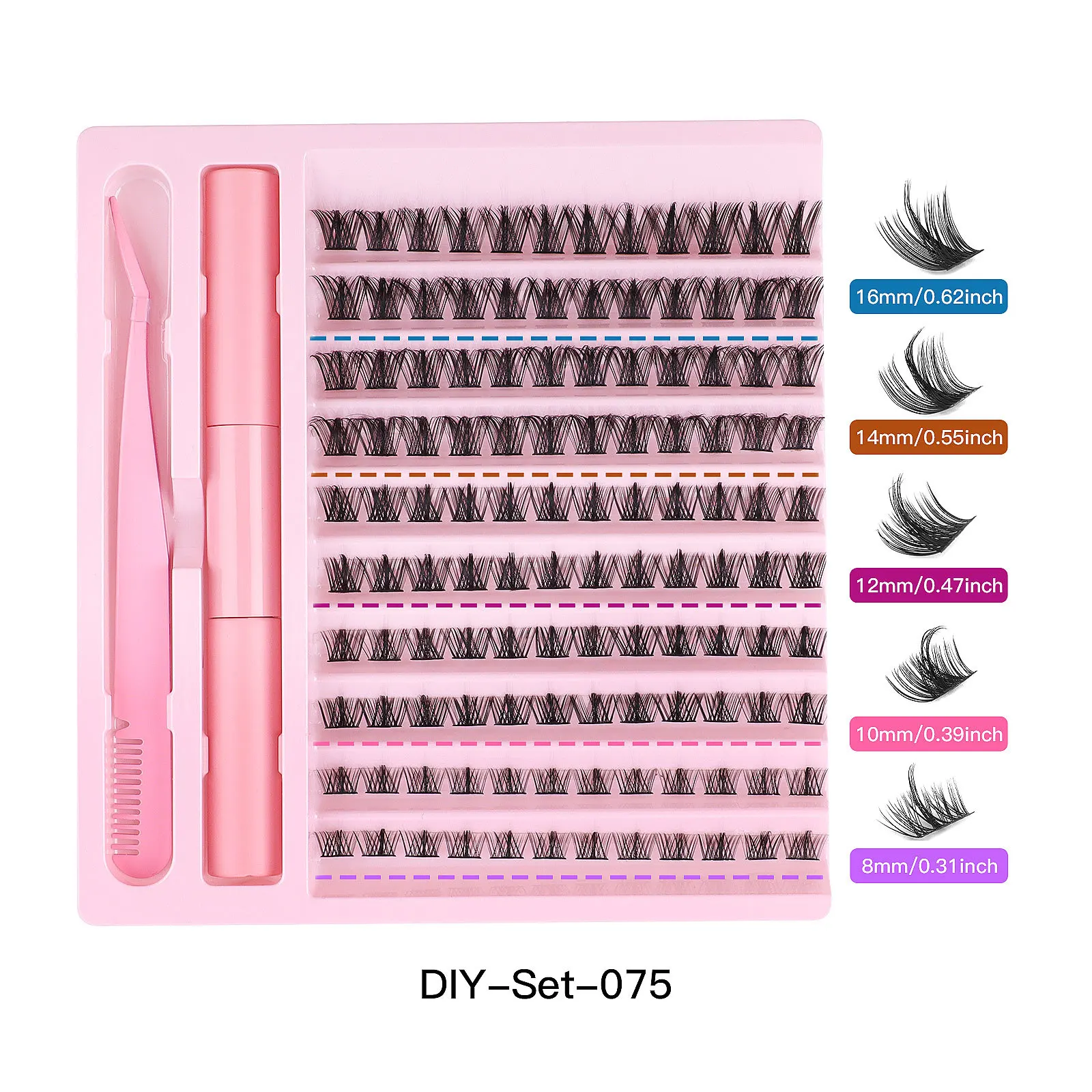 Hot Selling DIY Segmented False Eyelash Glue Tweezers Set with 120 Clusters of Simulated Eyelashes Wholesale