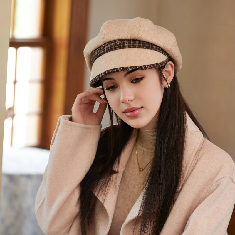 Unisex Autumn Winter Newsboy Caps Men And Women Warm Tweed Octagonal Hat For Male Detective Hats Retro Flat Caps chapeau