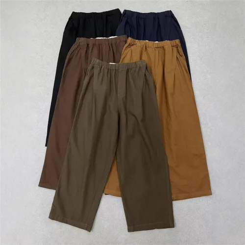 Imagen 1 del producto Johnature Simple algodón Lino suelto japonés Harem mujeres pantalones 2025 nuevos pantalones casuales de cintura elástica Primavera Verano mujeres
