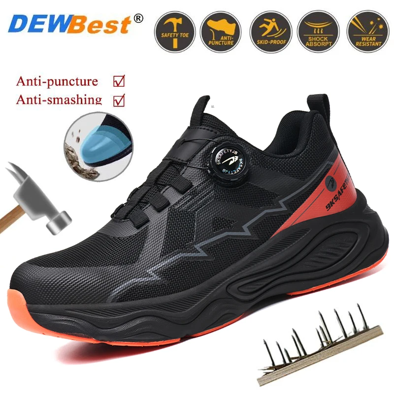 Impact-Resistant, Puncture-Resistant, Lightweight, and Comfortable Steel-Toe Safety Shoes; Durable, Slip-Resistant Work Shoes