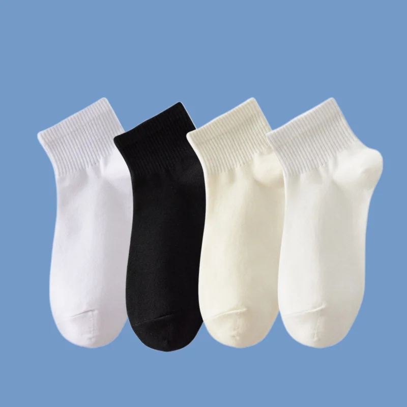 2/5 Pairs New Fashion Summer Thin Solid Color Low-top Socks Cotton Bottom Breathable Sweat-absorbent Short-tube Cotton Socks