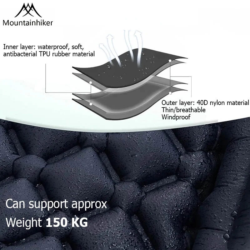 MOUNTAINHIKER Outdoor Camping Inflatable Mattress Sleeping Pad With Pillows Ultralight Air Mats for Backpacking Hiking Fishing