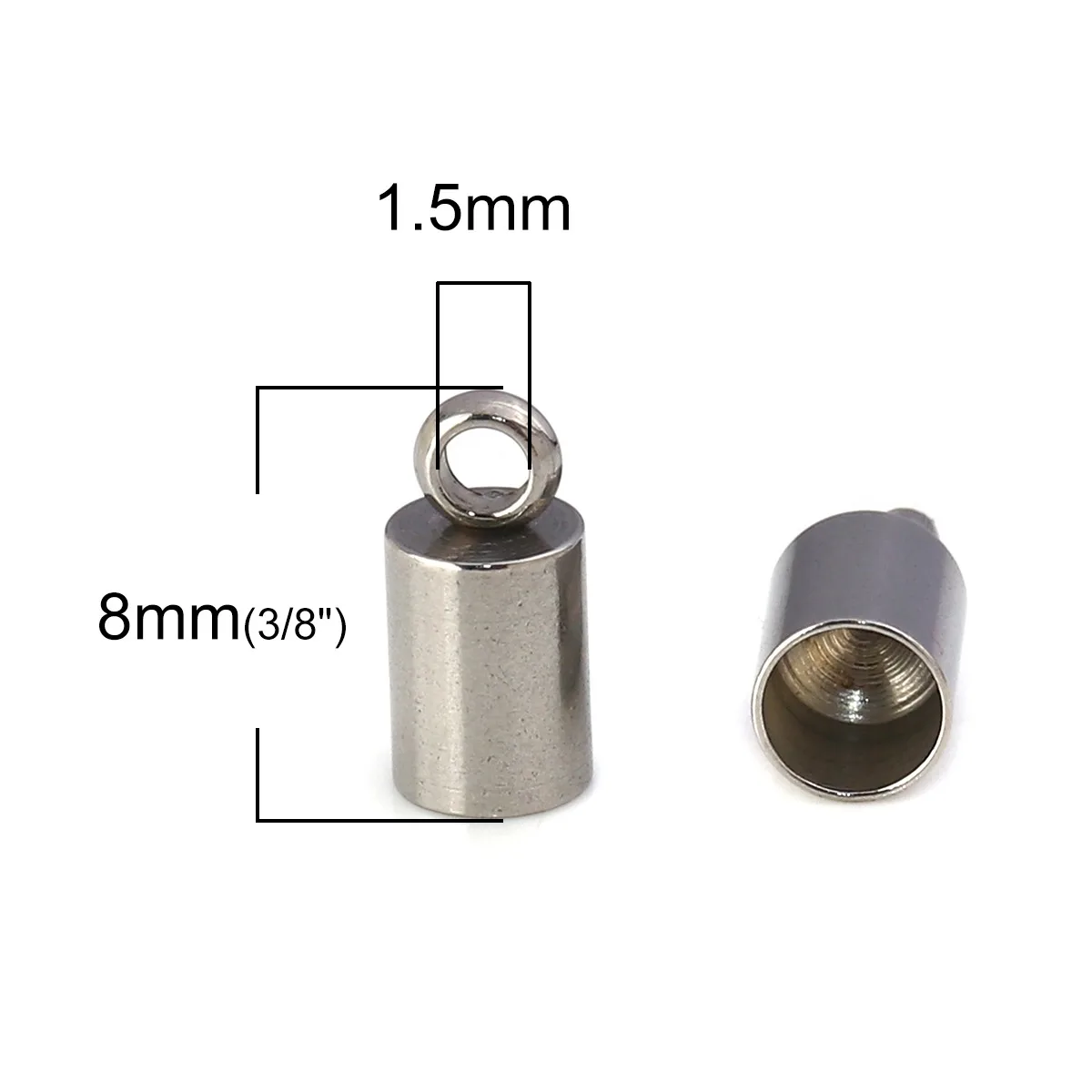 10/20PCs Stainless Steel Cord End Caps For Jewelry Making Cylinder Silver Color 9/10/12mm End Tip Cap Bead Diy Necklace Findings