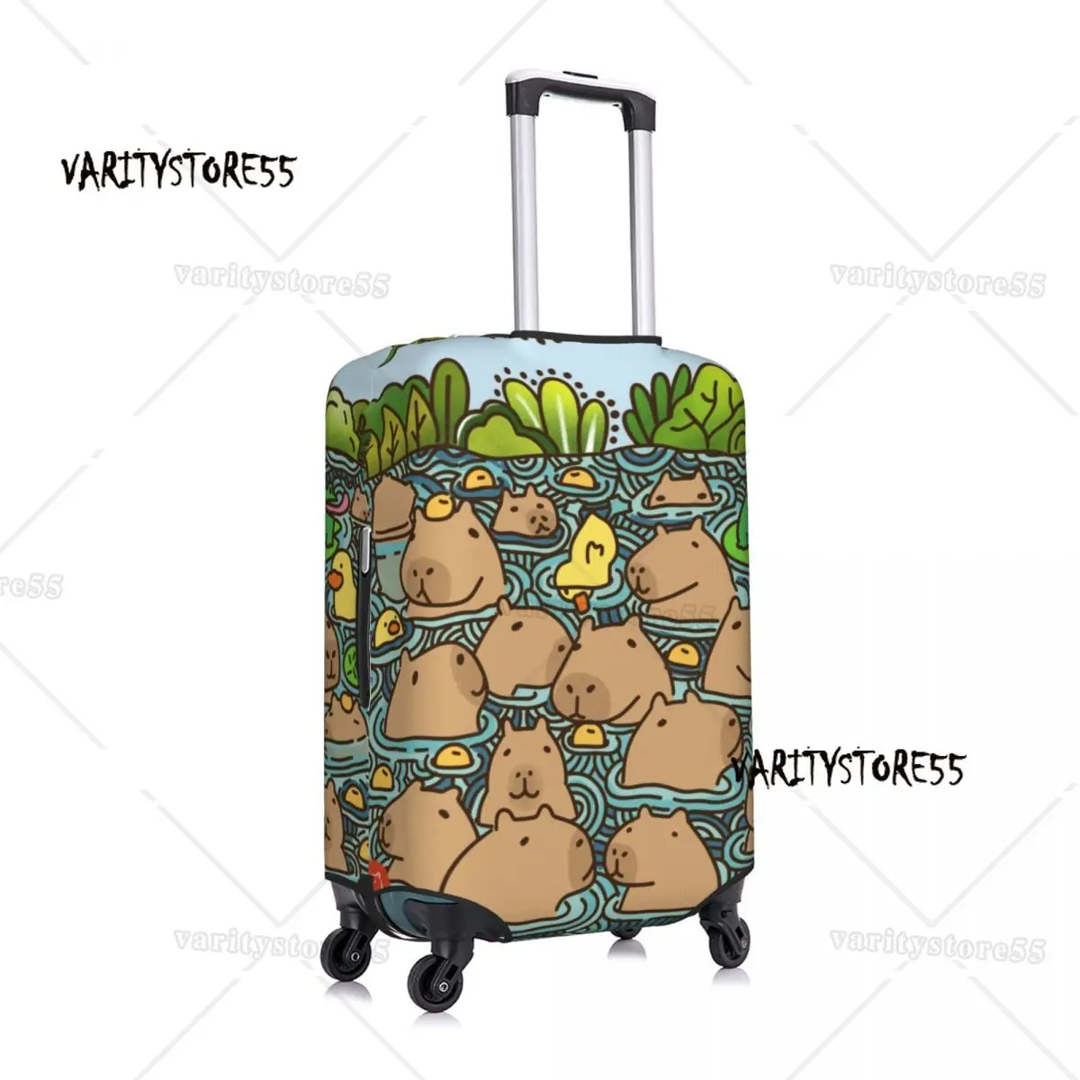 Custom A Pond Full Of Capybara Luggage Cover Cute Suitcase Protector Covers Suit For 18-32 inch