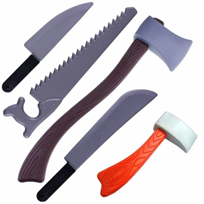 Funny Fake Plastic Props Large Kitchen Knife Axe Saw Pointed Knife Curved Knife Adult Plastic Knife Party Performance Props