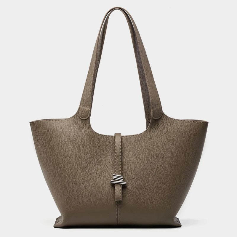 

Hifashion Cowhide Genuine Leather Large Tote Bags For Women 2025 Luxury Designer Shopper Shoulder Bags Office Ladies Handbags