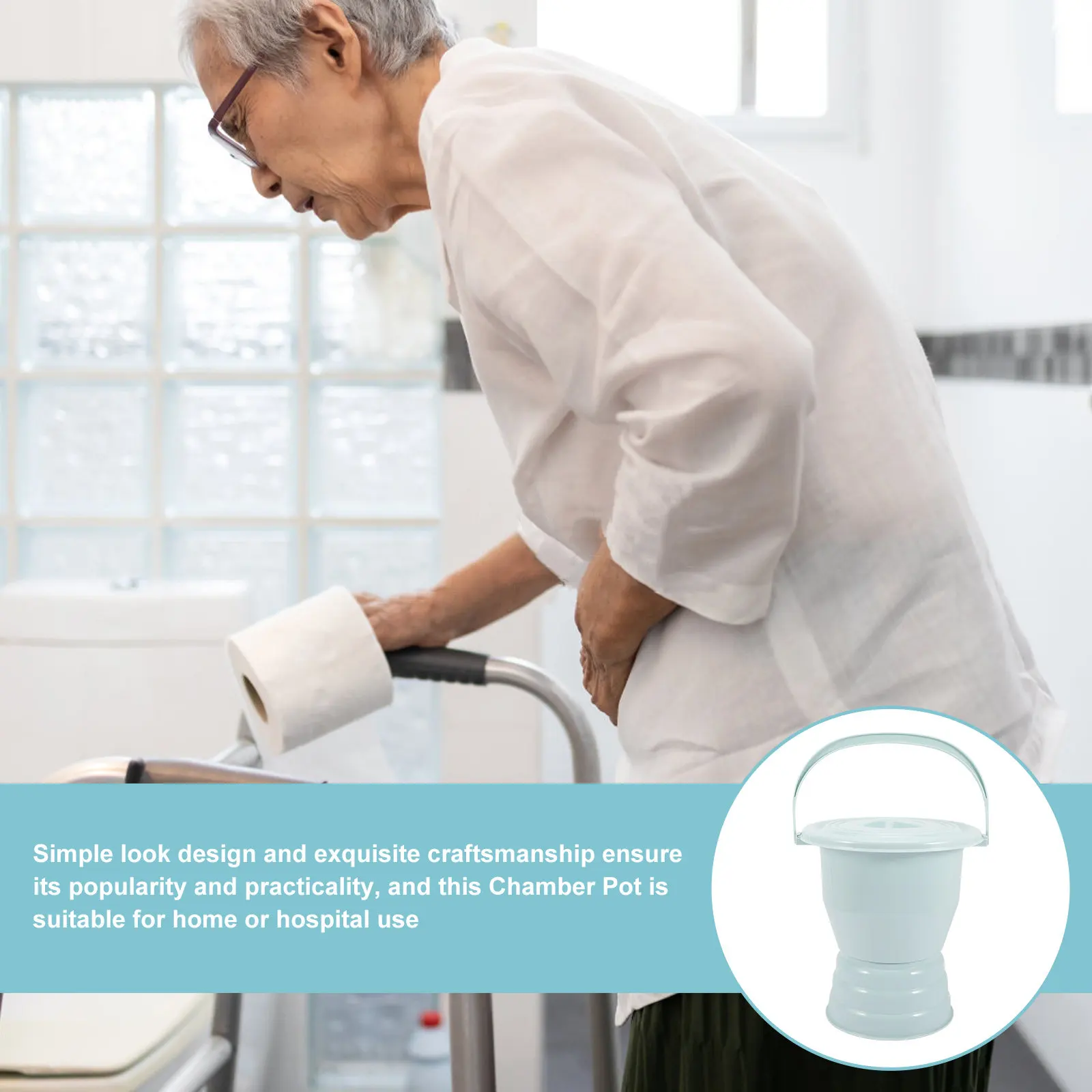 

Heavy Duty Chamber Pot with Lid Leak Proof Design for Night Use Portable Urinal for Home Hospital Bedside Convenience