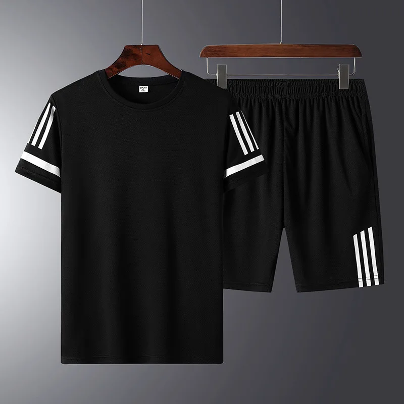 NASA GISS New Mesh Three Bar Shorts Sports Set Quick Drying Pullover casual pants T-shirt shorts two-piece set