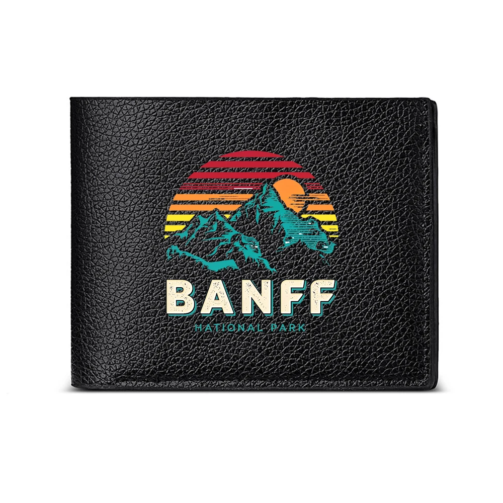Banff National Park Mountain Sunset Design Men's Wallet Card Holder Casual Business Fashion Print Style