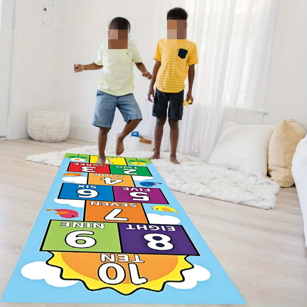 Hüpfmauer-Spiel Cartoon-Laufmatte für Kinderzimmer Jungen Mädchen Schlafzimmer Bettvorleger Wohnzimmer Sofamatte Spielzimmer Spaßige Kinderspielmatte