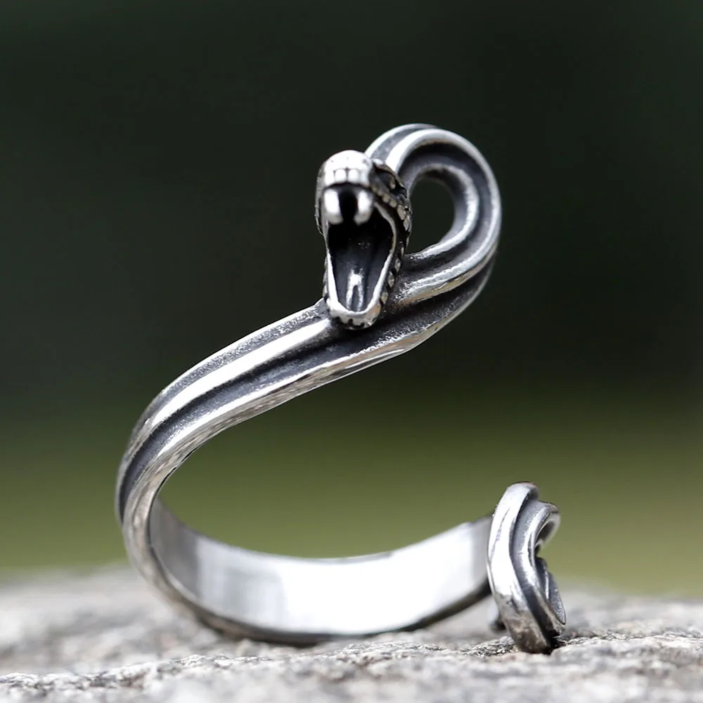 Vintage New Design Stainless Steel Snake Ring Punk Biker Hip Hope Ring For Men Women Animal Jewelry Free Shipping