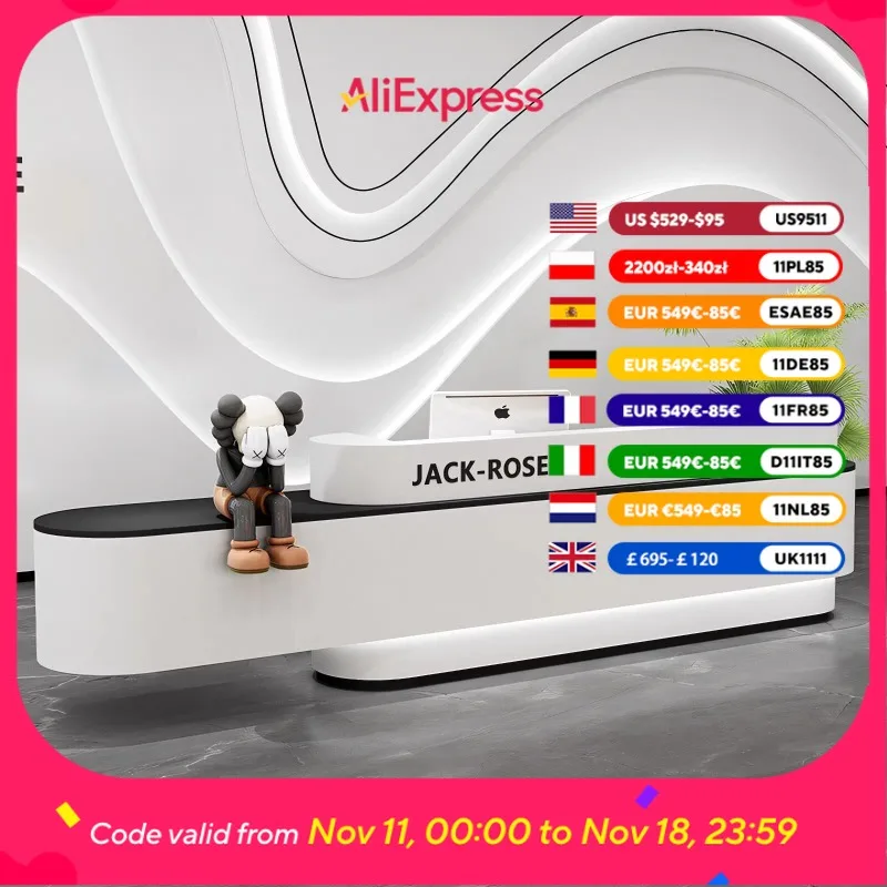 

Beauty Clinic Reception Desks Counter Drawers Computer White Reception Desks Modern Luxury Mostrador Recepcion Office Furniture