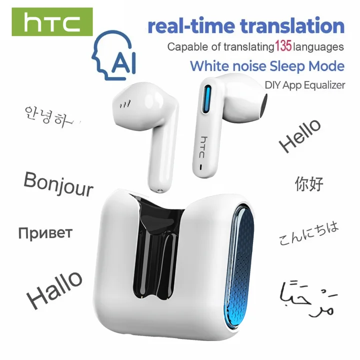 HTC NE49 TWS Kabellose Ohrhörer Bluetooth KI-Übersetzer ENC Geräuschunterdrückung 40H Akkulaufzeit Touch-Steuerung Stereo Sport-Kopfhörer