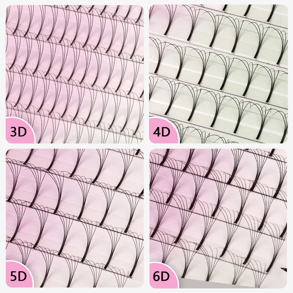 Rujade 0.07/0.10mm 3D 4D 5D 6D Long Stem False Lashes Premade Russian Volume Fans Faux Mink Eylash Extension Soft Natural Lashes