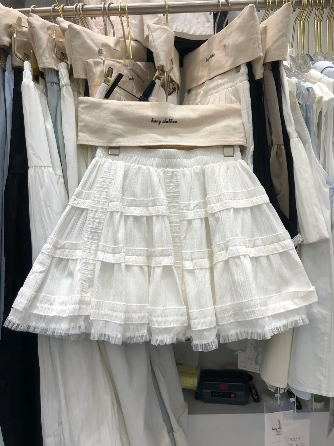 

White A-Line Skirt Women's Summer Slimming High Waist Tulle Flared Hem Cake Skirt Faionable Pleated Ladies Skirts