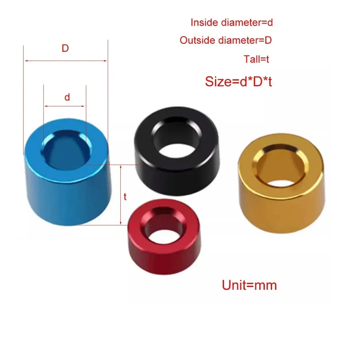 Color Aluminum Alloy Sleeve Screw Spacer Washer/Inner Diameter M2.6