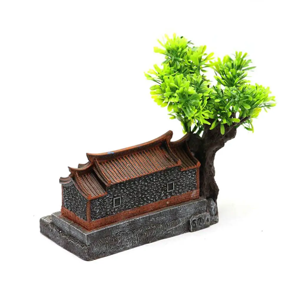 Elegant Red Brick Resin Aquarium Decor Fish Tank Cave Shelter for Freshwater Saltwater Tanks Desktop Table Home Office