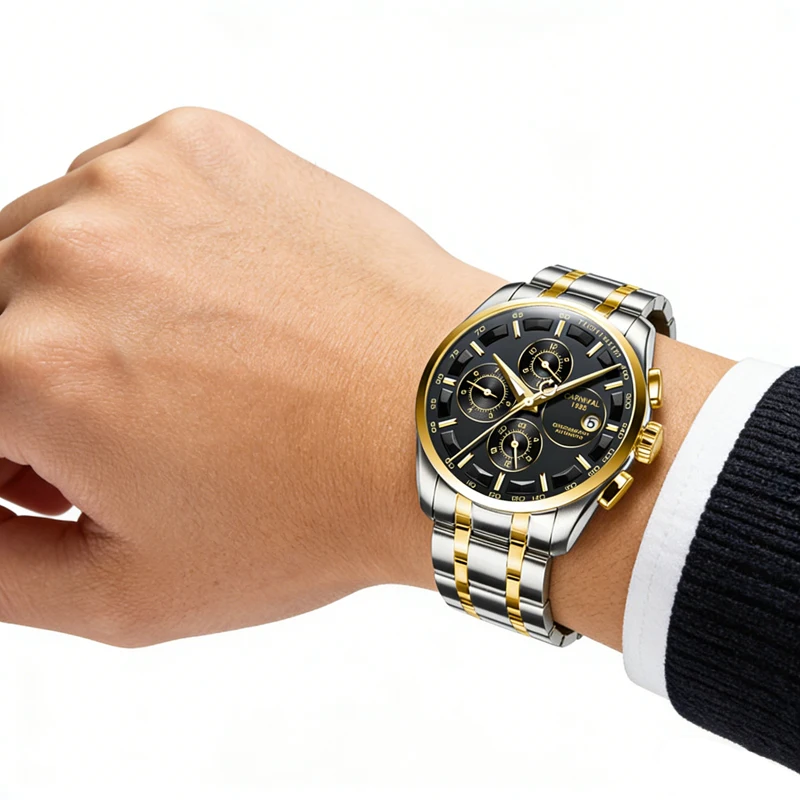 CARNIVAL Stainless Steel Automatic Watch Men Month Calendar Week Waterproof Mens Mechanical Watches Reloj Hombre New - view 4