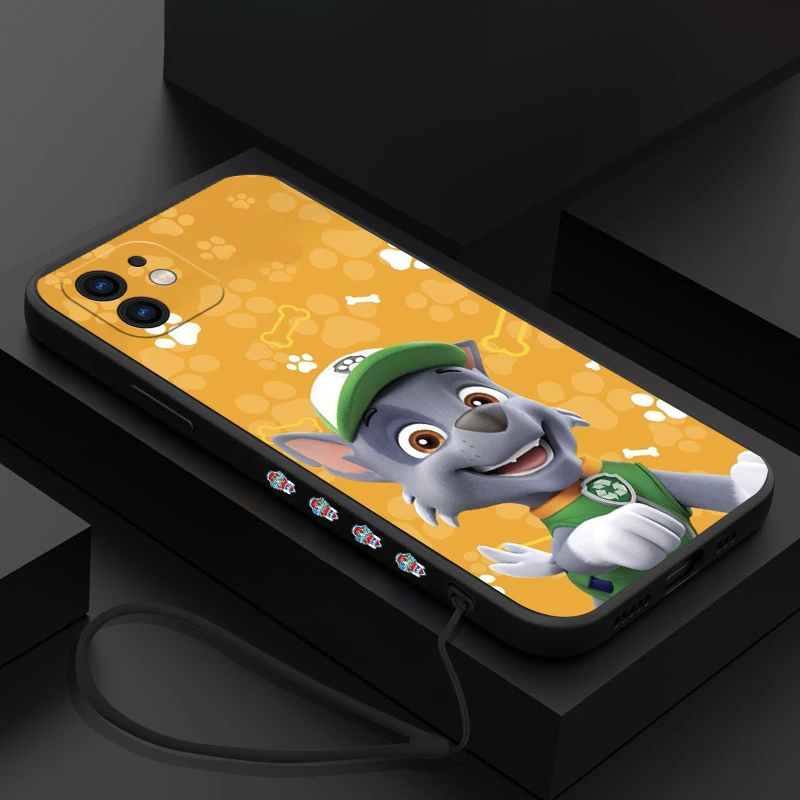 Paw Cartoon Animal Patrols Phone Case For iPhone 15 14 13 12 11 Pro Max Mini X XR 8 7 Plus Soft Silicone Cover With Hand Strap