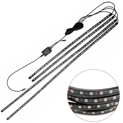 Imagen 2 del producto Tira de luces LED para coche, luz nocturna de neón RGB, Control por aplicación remota, Color de sueño, lámpara de ambiente decorativa Exterior para coche