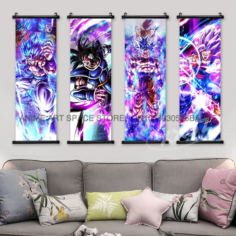 Dragon Ball Hanging Painting Goten Gohan Wall Art Hot Blooded Anime Poster Kakarot Goku Canvas Scroll Pictures Print Home Decor