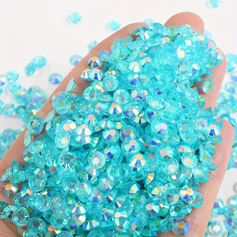 Resin Transparent Rhinestones Blue Series 2-6mm Non Hotfix Flatback Rhinestone For Nail Art Garment Decoration DIY