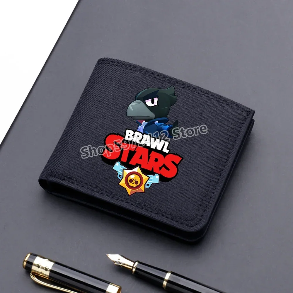 New Cartoon Game Figure Wallet Men Short Style Portable Money Clip Game Figure Leon Spike Crow Printed Canvas Purse Fashion Gift