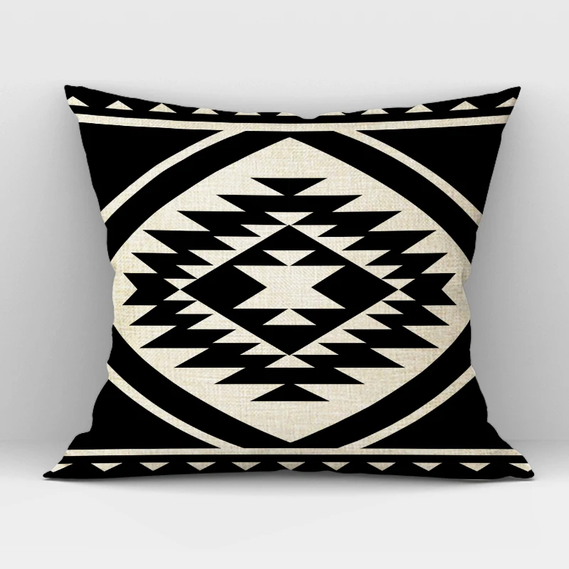 Nordic Style Cushion Cover Bear Bird Geometric Pillow Case Decoration  Black and White Leaves Throw Pillowcase