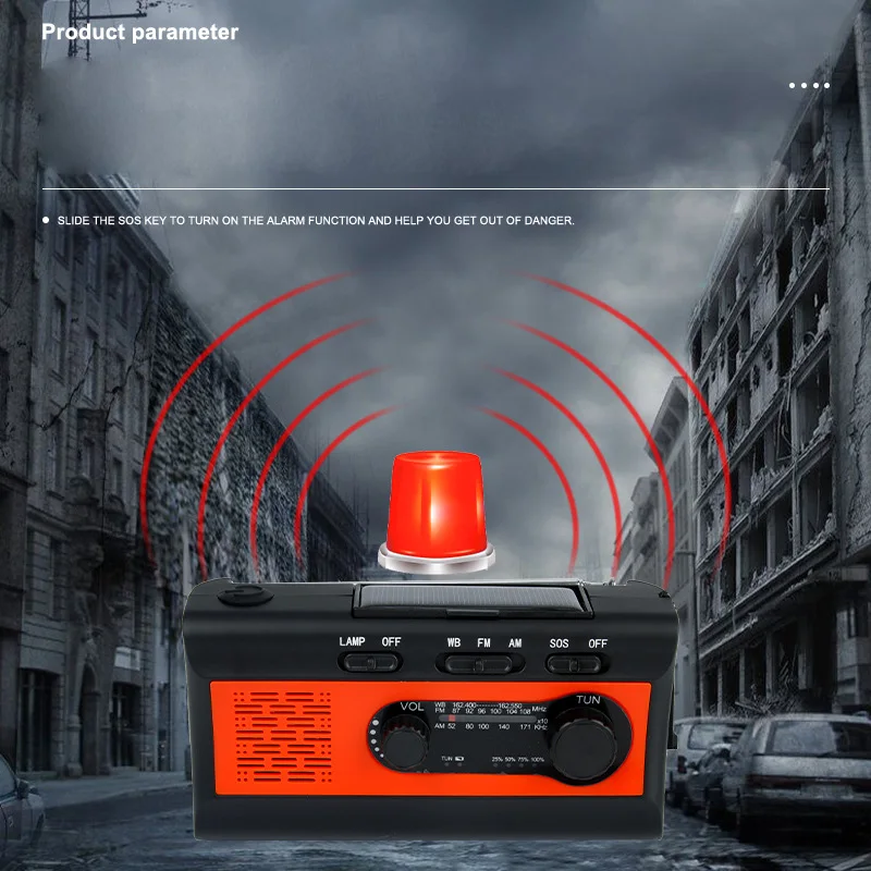 Imagem -03 - Emergência Solar Power Radio am fm Noaa Lanterna de Bolso Manivela Dynamo Wind up Carregador de Telefone Sos Bank 2400mah