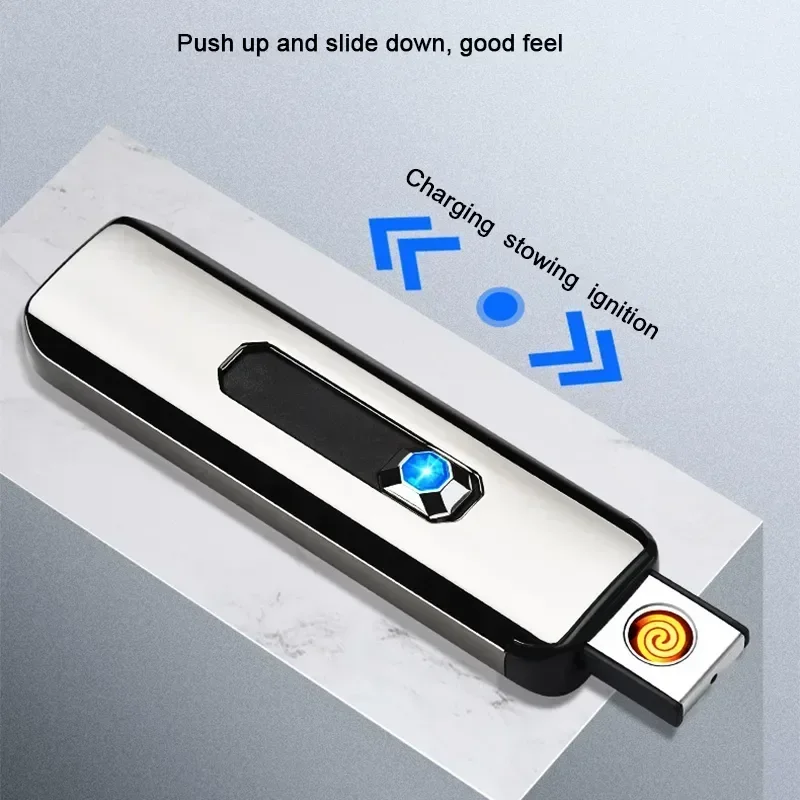 2025New USB Electric Lighters Windproof USB Rechargeable Touch Windproof Cigarette Accessories Electric Lighter Portable 전자 라이터 view 5